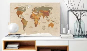 Obraz - Mapa świata: Beżowy szyk - obrazek 2