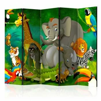 Parawan dziecięcy 5-częściowy - Kolorowe safari
