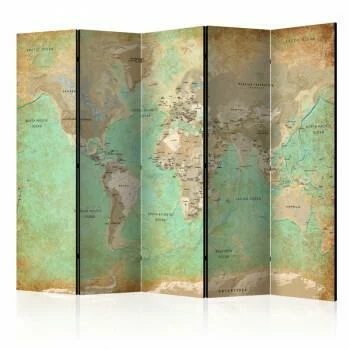 Parawan 5-częściowy - mapa świata