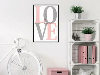 Plakat - Szaro-różowe Love - obrazek 2