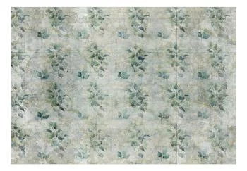 Fototapeta wodoodporna - Miętowe odcienie - zielone bukiety z liści na tle w retro desenie - obrazek 2