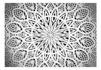 Fototapeta wodoodporna - Orient - biała geometryczna kompozycja w typie mandali na czarnym tle - obrazek 2