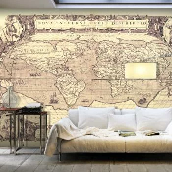 Fototapeta wodoodporna - Mapa świata w stylu retro - zarys kontynentów z napisami po łacinie