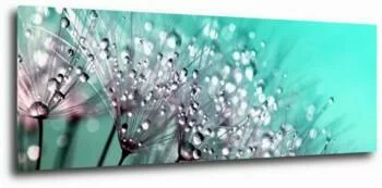 Obraz krople wody i turkus 150x50
