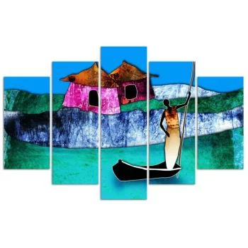 Obraz pięcioczęściowy Deco Panel, Kobieta w łodzi - obrazek 3