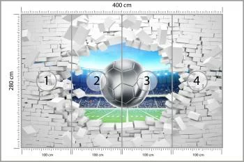 Fototapeta 3D Cegła, Piłka Nożna - obrazek 3