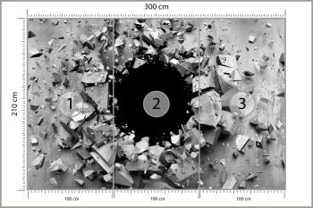 Fototapeta Dziura W Betonowej Ścianie 3D - obrazek 3