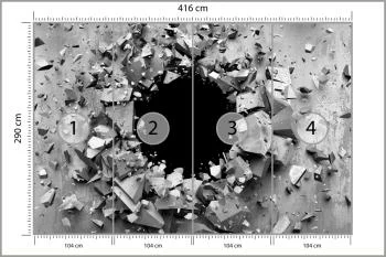 Fototapeta Dziura W Betonowej Ścianie 3D - obrazek 3