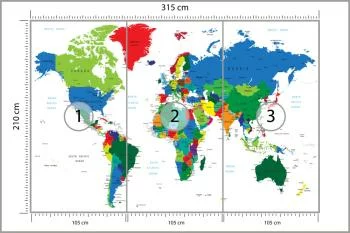 Fototapeta Mapa Świata - Żywe Kolory i Granice Państw - obrazek 3