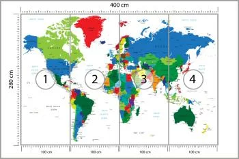 Fototapeta Mapa Świata - Żywe Kolory i Granice Państw - obrazek 3